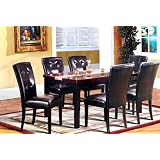 7 Pc Dark Artificial Marble Top Dinette Dinning Set , Dining table 6 Chairs