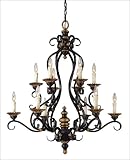 12 Light Chandelier - Ebony w/Vintage Gold Finish