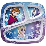 Zak! Designs 3-Section Plate featuring Elsa, Anna & Olaf from Frozen,  Break-resistant and BPA-free Plastic