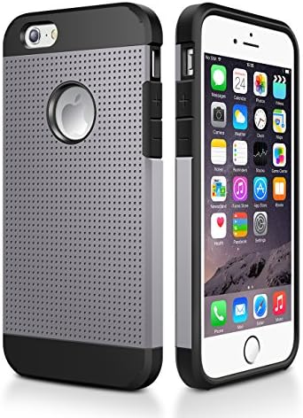 iPhone 6S Case,iPhone 6 Case,Geminiman[Flexible TPU Bumper&amp;Hard Solid PC Shell Back]Hybrid Dual Layer Slim Fit Heavy Duty Protection Cover[Free Glass Screen Protector]For iPhone 6S 6 4.7 Inch-Gray