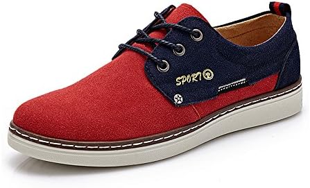 FANTELANG 2016 Spring Autumn Adults Men Suede Leather Brogue Sneakers Shoes (red)