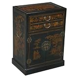 Antiqued Floral Wine Cabinet-Black