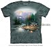 End of a Perfect Day II: A Quiet Evening at Riverlodge By Painter Thomas Kinkade Short Sleeved T-shirt in Adult Sizes