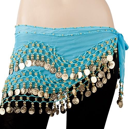 BELLYLADY 158 Gold Coins Belly Dance Hip Scarf Vogue Style, Christmas Gift idea LAKEBLUE1