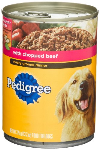 Pedigree Meaty Ground Dinner with Chopped Beef Food for Dogs, 13.2-Ounce Cans (Pack of 24)