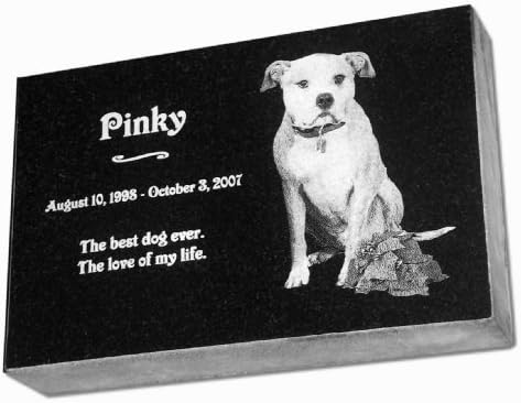 Personalized Custom Engraved Granite Pet Memorial by Eric @ StoneArtUSA / Marker Gravestone Garden Stone Monument Markers Memorials Laser Etched w/ Photo Dog Cat Horse Pets 12x8x2