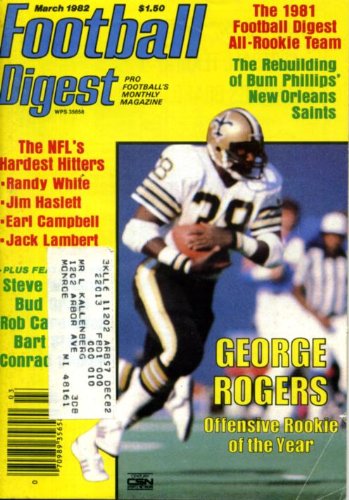 Football Digest March 1982 George Rogers/New Orleans Saints on Cover, Bart Starr/Green Bay Packers