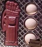 Golf Bag in Solid Milk Chocolate with 3 White Golf Balls