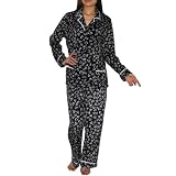 2PC SLEEPWEAR SET: Womens Simply Vera Comfortable Fit Gorgeous Pajama / Loungewear Set - Black & White