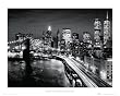 Manhattan Night (Skyline, Bridge, WTC) Art Poster Print - 16" X 20"