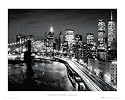 Manhattan Night New York City Art Poster Print, 16" X 20"