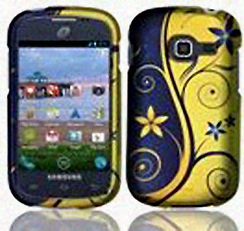 Blue Yellow Flower Swirl Hard Cover Case for Samsung Galaxy Centura SCH-S738C Straight Talk