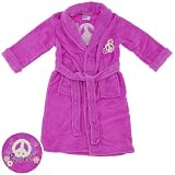 Sweet n Sassy Pink Peace Sign Plush Bath Robe for Girls