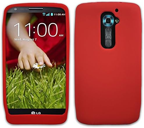 Maxessory Red Solid Soft Flexible Gel Rubber Silicone Skin Case Cover for LG G2