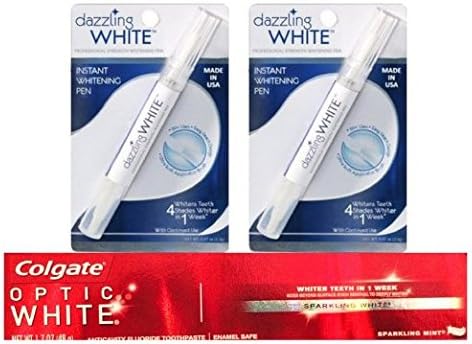 Dazzling White Teeth Whitening Kit - (2) Instant Whitening Pens - Professional Strength Plus Bonus Whitening Toothpaste