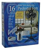 16" Black Oscillating Pedestal Fan with Adjustable Height and Tilt