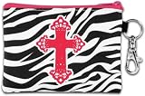 Striped - Pink Cross - Christian Coin Purses