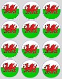12 Welsh Flag rice paper fairy / cup cake 40mm toppers pre cut decoration wales dragon
