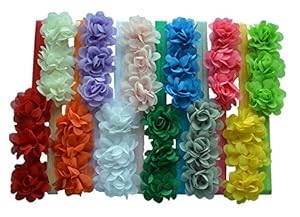 Qandsweet Baby Girl's Headbands Different Colors Flower (12pack)
