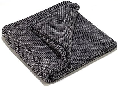 Aura Knitted Cotton Throw Blanket in Grey