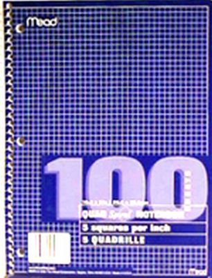Mead Spiral Quadrille 5 Squares Per Inch Rule, 100 Sheets (6-Pack)