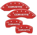 MGP Caliper Cover 13013-S-CVT-RD Red Powdercoat Brake Caliper Cover with Silver Corvette Letters for Corvette, (Set of 4)