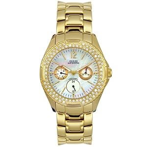 GUESS? Women's 11609L Waterpro Gold-Tone Crystal Accented Watch