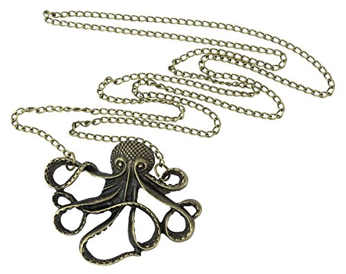 leegoal Vintage Steampunk Nautical Style Antiqued Bronze Octopus Necklace 28 inch Long Chain