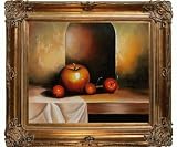 Art Reproduction Oil Painting - Apples On A Sideboard with Renaissance Bronze Frame - Bronze Finish - 30 X 34 - Hand Painted Framed Canvas Art