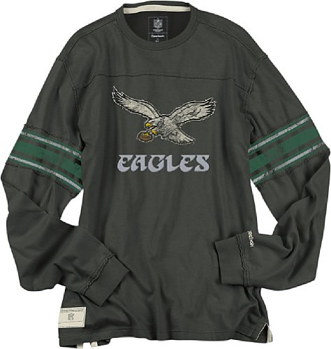 Reebok Philadelphia Eagles Black Vintage Applique Throwback Shirt (M=40)