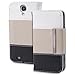 Fosmon CADDY Series Leather Wallet Case for Samsung Galaxy S4 IV / I9500 (White - Gray - Black)