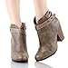 Breckelle's GAIL-22 Women's Belted Chunky Stacked Heel Ankle Booties Beige 8