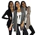 Free to Live 3 Pack Long Sleeve Cardigan for Women Open Front Dressy Casual Fall Draped Lightweight Sweaters Cover Up Shrugs