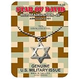 Amazing GI Jewelry Jewish Star of David 100% Stainless Steel with Beaded Chain 24 Genuine U.S Military Issue-Shipping Right Now!
