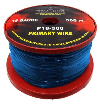Absolute P18500BL 18 Gauge 500ft Spool Primary Power Wire Cable (Blue)