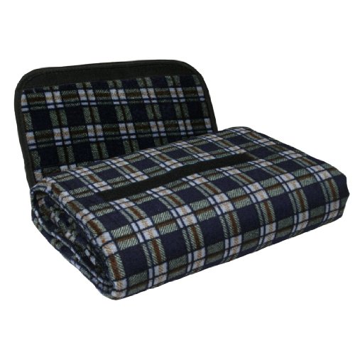 10T Picnic Couverture de pique-nique ou plage Bleu/Carreaux 150 x 130 cm