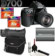 Nikon D700 Digital SLR Camera Body + Nikon 24-120mm f/3.5-5.6G ED-IF AF-S VR Zoom Lens + Nikon MB-D10 Multi-Power Battery Pack + Nikon EN-EL3e Rechargeable Li-ion Battery + Naneu SLR System Case + (2) 8GB Compact Flash Memory Card + Willoughbys Cleaning Kit