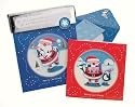 Glitter Santa/Penguin Christmas Cards 12/Box With Sticker Seal (TEAS)