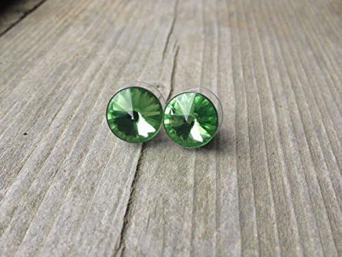 Swarovski Green Rivoli Rhinestone Post Earrings 12mm
