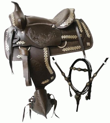 DOUBLE T Silver Diamond Parade Saddle Tapederos