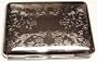 Chrome ID/Card Case - Business Card Holder or Wallet - Engraved Vine Pattern