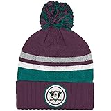 NHL Mitchell & Ness Vintage Jersey Stripe Hi Five Knit Hat with Pom