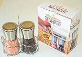Premium Stainless Steel Salt and Pepper Grinder Set with a Bonus Stand - Brushed Stainless Steel Salt and Pepper Mill, Modern Ceramic Blade with Adjustable Coarseness,