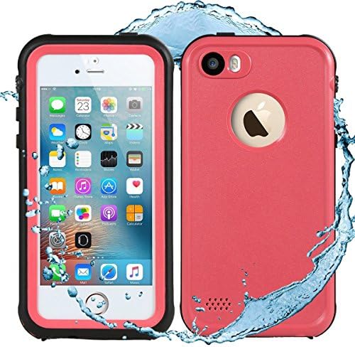 Waterproof iPhone 5 Case , iPhone SE Waterproof Case , Shockproof Durable Slim Fit Full Body Case for iPhone 5 5S SE [Pink]