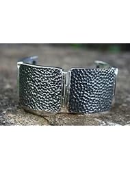Sterling silver cuff bracelet, Beach Pebbles