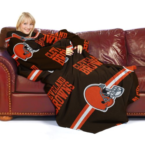 NFL Cleveland Browns Adult Comfy Throw, Officially Licensed Blanket with Sleeves 