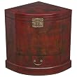 Handmade Oriental Furniture - 24" Antique Style Red Leather Corner Cabinet - Traditional Heirloom