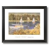 Claude Monet Sailboats Lake Flowers Landscape Wall Picture Black Framed Art Print