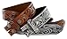 Western Embossed Black Brown Leather Belt Strap w/ Snaps for Interchangeable Buckles