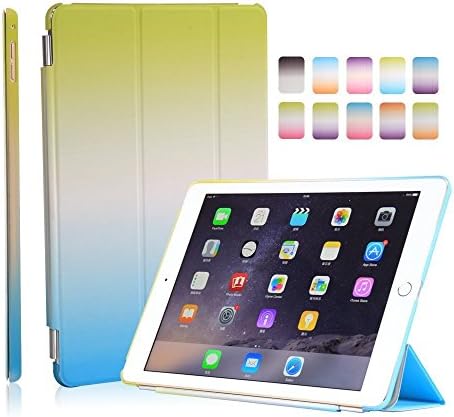 iPad Air 2 Case - Segro Ultra Slim Stand Detachable Smart Case with Translucent Frosted Back Cover Wake / Sleep for Apple iPad Air 2 (iPad 6, 2014 Model) - Green/Blue